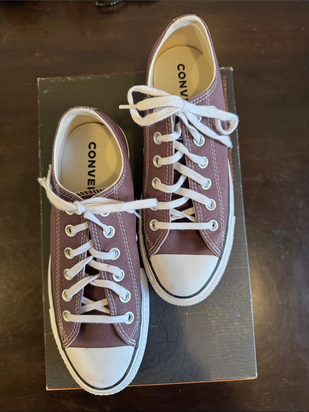 Converse Kids Low Top Canvas Sneakers - Burgundy with White Trim
